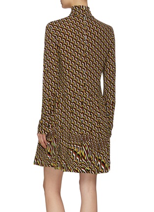 Back View - Click To Enlarge - PRADA - Logo patch geometric print turtleneck dress