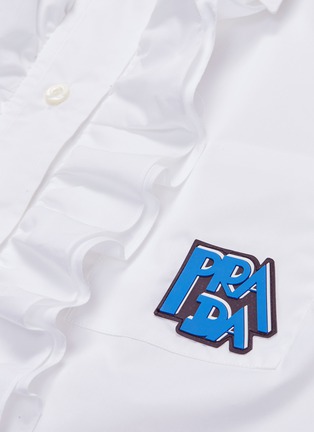  - PRADA - Logo appliqué ruffle placket shirt
