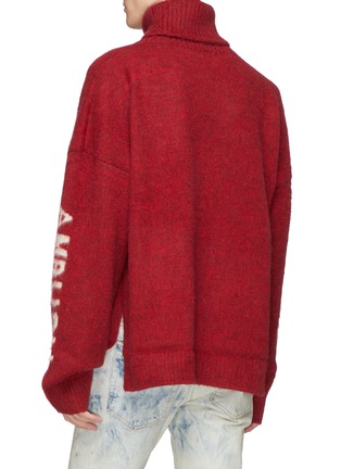 Back View - Click To Enlarge - AMBUSH - Patch pocket slogan logo intarsia turtleneck sweater