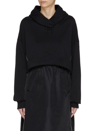 Main View - Click To Enlarge - Y-3 - 'Yohji Love' graphic embroidered slogan print cropped hoodie