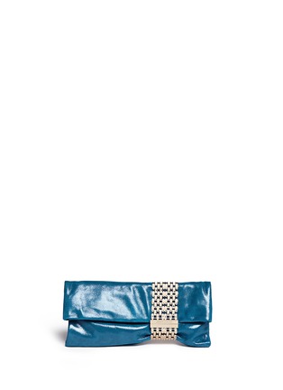 Main View - Click To Enlarge - JIMMY CHOO - 'Chandra' chain clasp shimmer suede clutch