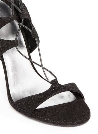 Detail View - Click To Enlarge - STUART WEITZMAN - 'Legwrap' lace-up textured leather sandals