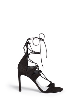 Main View - Click To Enlarge - STUART WEITZMAN - 'Legwrap' lace-up textured leather sandals