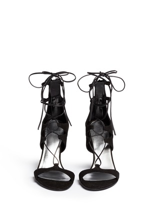 Figure View - Click To Enlarge - STUART WEITZMAN - 'Legwrap' lace-up textured leather sandals