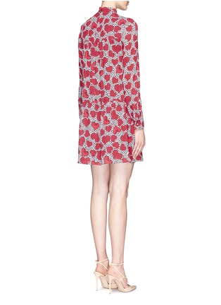 Back View - Click To Enlarge - VALENTINO GARAVANI - Floral and heart print silk georgette dress
