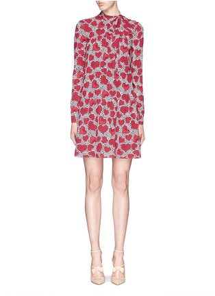 Main View - Click To Enlarge - VALENTINO GARAVANI - Floral and heart print silk georgette dress