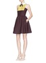Figure View - Click To Enlarge - VALENTINO GARAVANI - x Celia Birtwell collared bow tie crepe couture flare dress