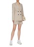 Figure View - Click To Enlarge - TIBI - Cutout sleeve double breasted stripe blazer