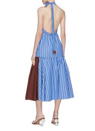 Back View - Click To Enlarge - TIBI - 'Vivian' colourblock stripe halterneck dress