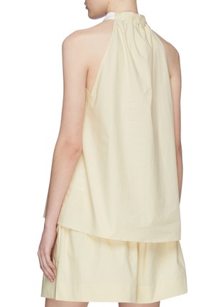 Back View - Click To Enlarge - TIBI - 'Spring' buckle tie neck poplin sleeveless top