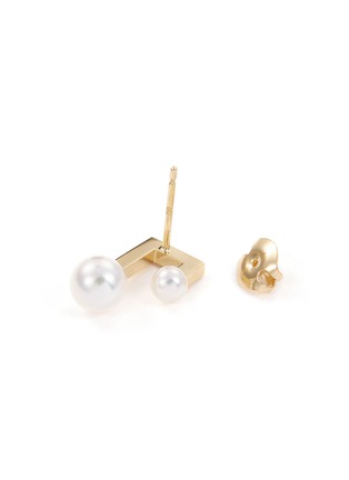 Detail View - Click To Enlarge - TASAKI - 'Balance Note' pearl 18k yellow gold stud earrings
