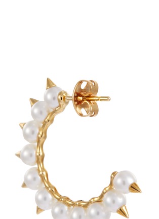 Detail View - Click To Enlarge - TASAKI - 'Danger Tribe' pearl 18k yellow gold hoop earrings