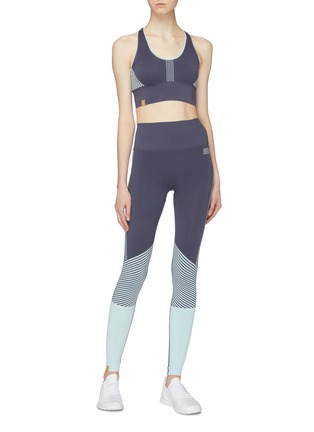 Figure View - Click To Enlarge - MONREAL - 'Biker' colourblock stripe performance leggings