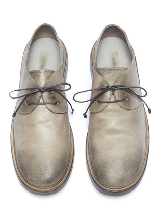 Detail View - Click To Enlarge - MARSÈLL - Concrete-effect heel distressed leather Derbies