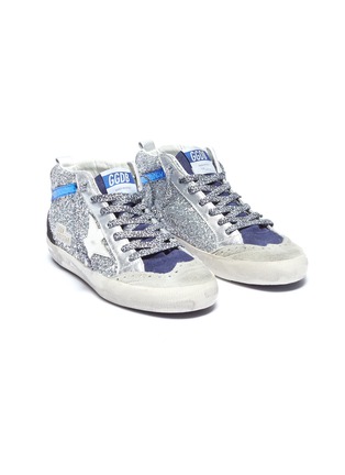Detail View - Click To Enlarge - GOLDEN GOOSE - 'Mid Star' suede panel glitter coated leather sneakers