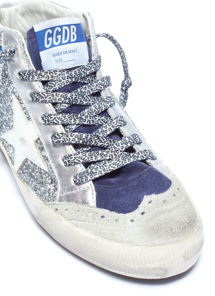 Detail View - Click To Enlarge - GOLDEN GOOSE - 'Mid Star' suede panel glitter coated leather sneakers