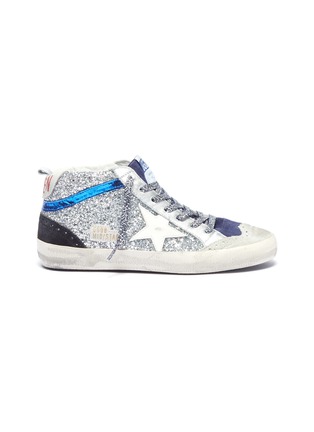 Main View - Click To Enlarge - GOLDEN GOOSE - 'Mid Star' suede panel glitter coated leather sneakers