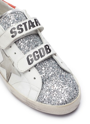 Detail View - Click To Enlarge - GOLDEN GOOSE - 'Old School' glitter tongue leather sneakers