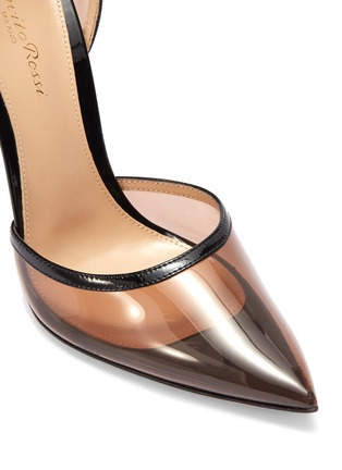 Detail View - Click To Enlarge - GIANVITO ROSSI - 'Plexi' patent leather trim PVC d'Orsay pumps