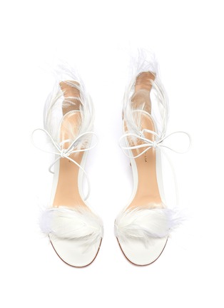 Detail View - Click To Enlarge - GIANVITO ROSSI - 'Athena' feather ankle strap leather sandals