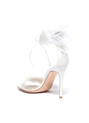  - GIANVITO ROSSI - 'Athena' feather ankle strap leather sandals