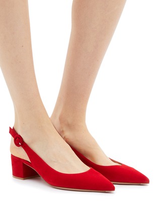 Figure View - Click To Enlarge - GIANVITO ROSSI - 'Amee' suede slingback pumps