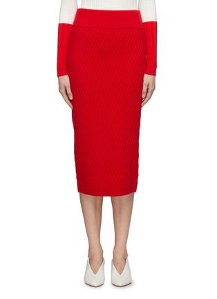 Main View - Click To Enlarge - COMME MOI - Diagonal wool blend rib knit skirt
