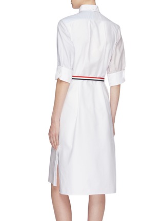 Back View - Click To Enlarge - THOM BROWNE  - Belted stripe panelled shirt dress