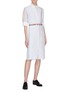 Figure View - Click To Enlarge - THOM BROWNE  - Belted stripe panelled shirt dress