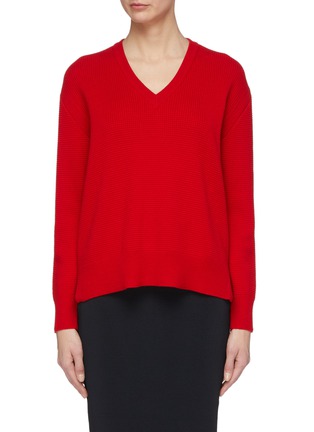 Main View - Click To Enlarge - THOM BROWNE  - Wool waffle knit V-neck sweater
