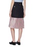 Back View - Click To Enlarge - THOM BROWNE  - Extended pleated stripe hem wool skirt