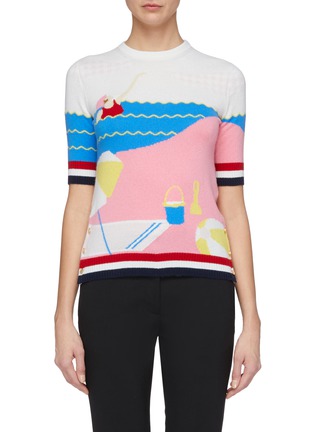 Main View - Click To Enlarge - THOM BROWNE  - Swim graphic intarsia cashmere sweater