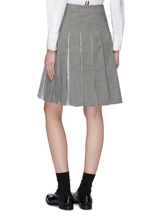 Back View - Click To Enlarge - THOM BROWNE  - Stripe panel pleated wool skirt