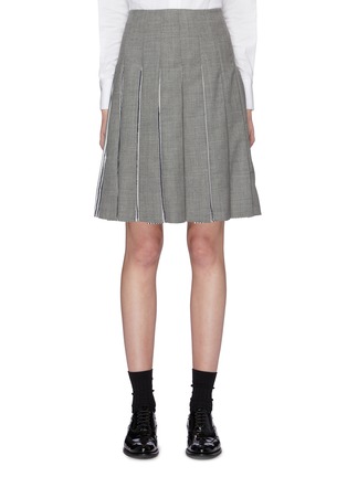 Main View - Click To Enlarge - THOM BROWNE  - Stripe panel pleated wool skirt