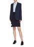 Figure View - Click To Enlarge - THOM BROWNE  - Stripe outseam drawstring piqué skirt