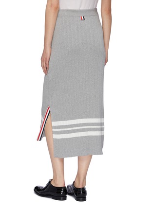 Back View - Click To Enlarge - THOM BROWNE  - Side split pleated tromp l'œil knit skirt