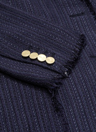  - THOM BROWNE  - Stripe sleeve tweed sack jacket