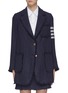 Main View - Click To Enlarge - THOM BROWNE  - Stripe sleeve tweed sack jacket