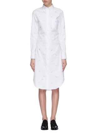 Main View - Click To Enlarge - THOM BROWNE  - 'Synchronized Swimmer' embroidered Oxford shirt dress