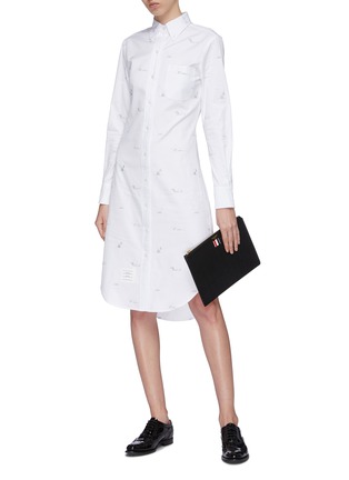 Figure View - Click To Enlarge - THOM BROWNE  - 'Synchronized Swimmer' embroidered Oxford shirt dress