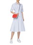 Figure View - Click To Enlarge - THOM BROWNE  - Tie waist stripe shirt dress