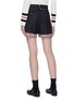 Back View - Click To Enlarge - THOM BROWNE  - Stripe underlay wool shorts
