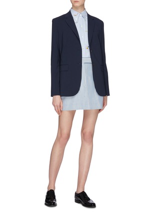 Figure View - Click To Enlarge - THOM BROWNE  - Stripe wool blend mini skirt