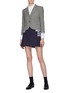 Figure View - Click To Enlarge - THOM BROWNE  - Stripe frayed gusset hem tweed skirt