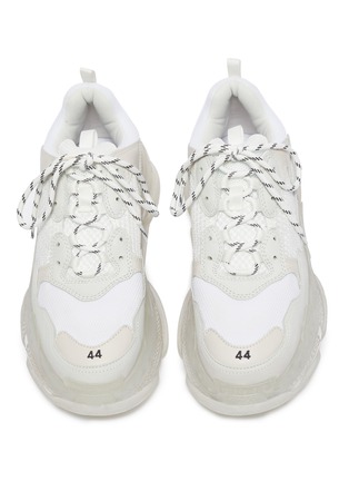 Detail View - Click To Enlarge - BALENCIAGA - 'Triple S Clear Sole' stack midsole mesh sneakers