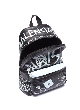 Detail View - Click To Enlarge - BALENCIAGA - 'Explorer' graffiti print leather backpack