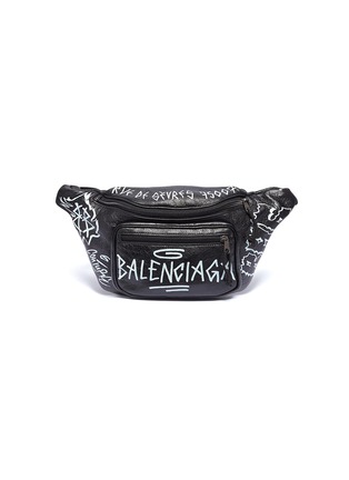 Main View - Click To Enlarge - BALENCIAGA - 'Explorer' graffiti print leather belt bag