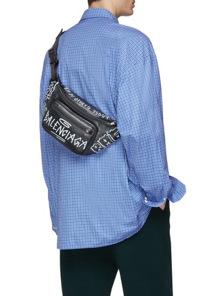 Figure View - Click To Enlarge - BALENCIAGA - 'Explorer' graffiti print leather belt bag