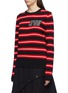 Front View - Click To Enlarge - JW ANDERSON - Logo patch stripe wool sweater