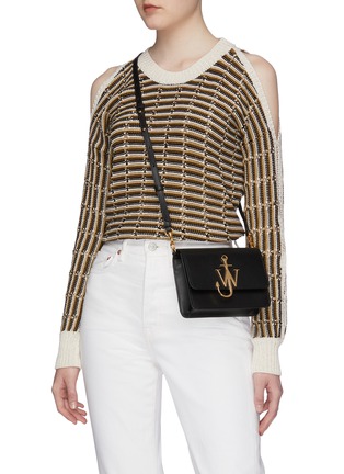 Figure View - Click To Enlarge - JW ANDERSON - 'Logo' plate mini leather crossbody bag